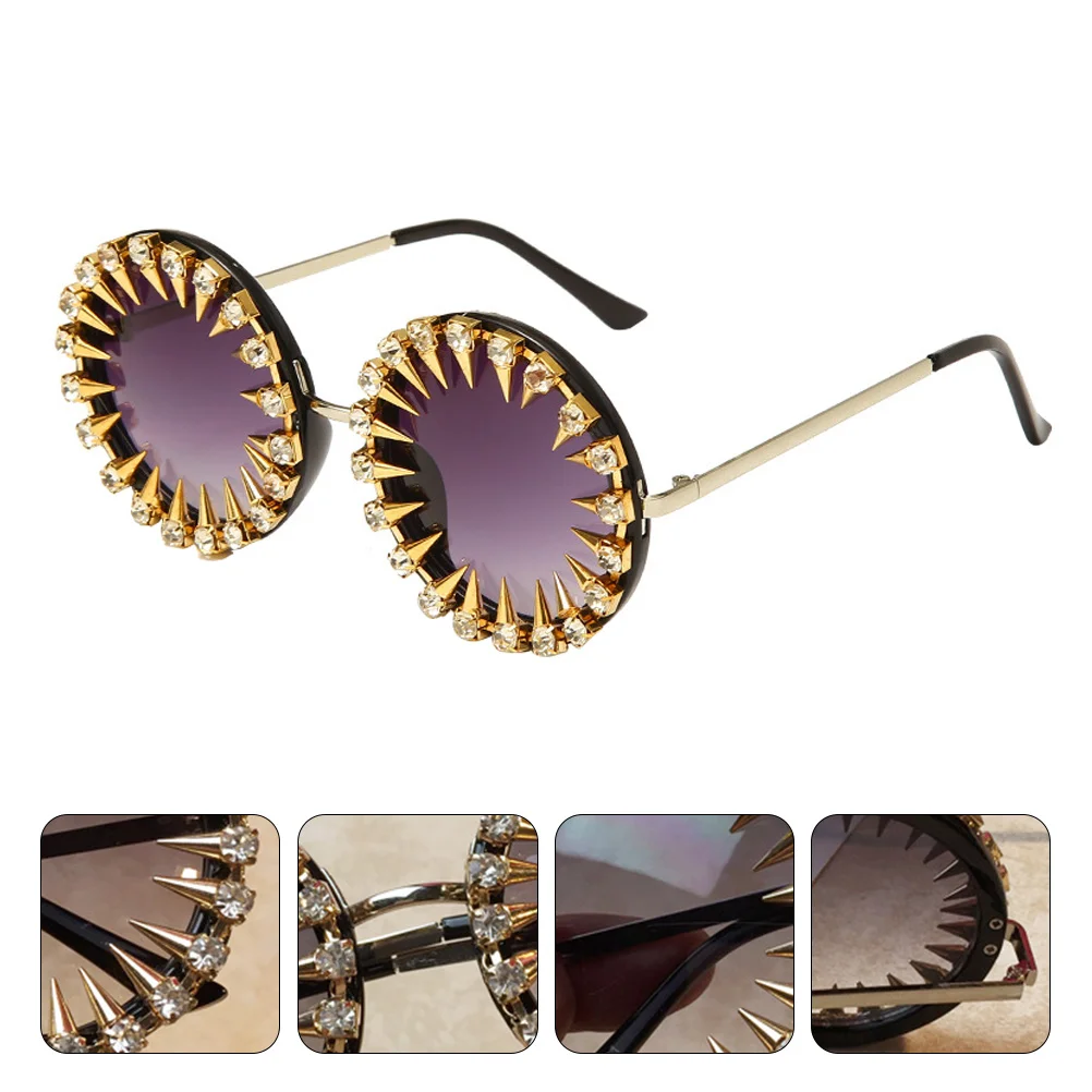 

1Set Retro Rivet Studded Eyeglasses Rhinestone Sunglasses Lightweight Fashion Women Party Performance Summer Travel Glasses