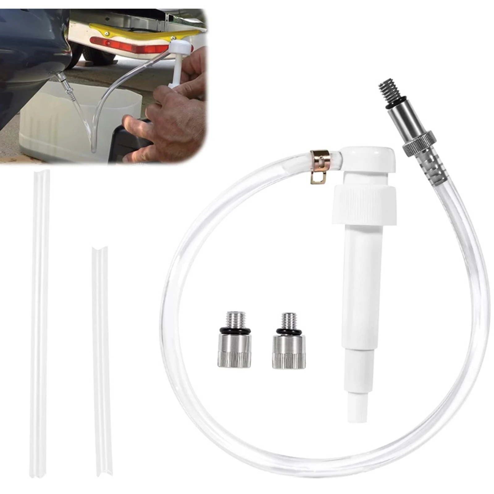 

Lower Unit Gear Oil Pump Kits with 3/8 inch Metal Swivel, Adapters for Most Marine Boat Outboard Motors Transfers Gear Oil
