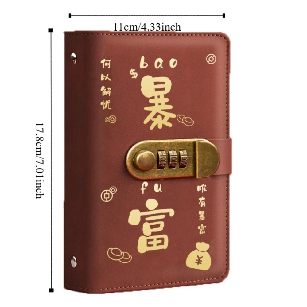With Password Lock Saving Money Binder Handbook Wallet Storage Budget Binder with Lock PU Leather 50/100Sheets Account Book