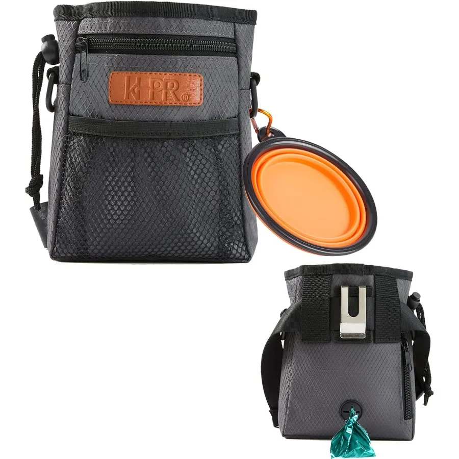 

Dog Treat Training Pouch Easily Carries Pet Toys KibbleTreats Builtin Poop Bag Dispenser 3 Ways to Wear Comes with a Foldable S