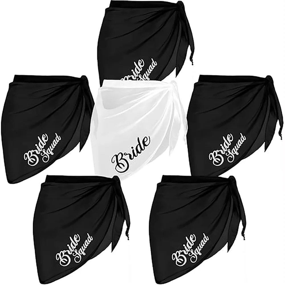 

6/8/10 Pcs Wedding Bride Bikini Cover Up Bridesmaid Chiffon Sarong for Bachelorette Pool Party Bridal Shower Favors Honeymoon