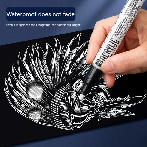 Imagen 2 del producto Rotulador blanco de 0,7/1,2/4mm, pintura artística permanente impermeable, tela de Graffiti, escritura de madera, útiles escolares para artistas, bolígrafo de pintura blanco