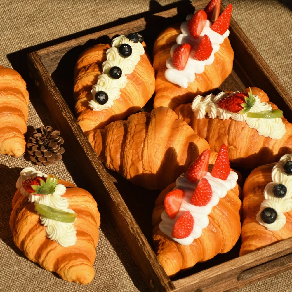 Exquisite Simulation Croissant Bread PU Durable Fake Soda Bread Convenient Artificial Bread Window Display Decor