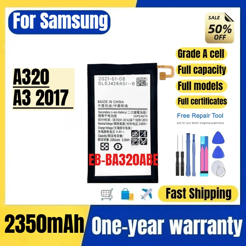 

EB-BA320ABE for Samsung A320/A3 2017 Phone Battery 0 Cycle High Quality High Capacity Replacement Bateria Grade A with Tools