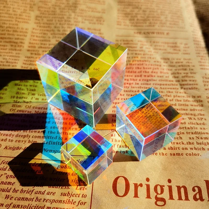 1pcs Magic Prism Cube Mini Hexahedral Crystal Optical Glass X-cube Dichroic Design Cube Prism  Combiner Splitter