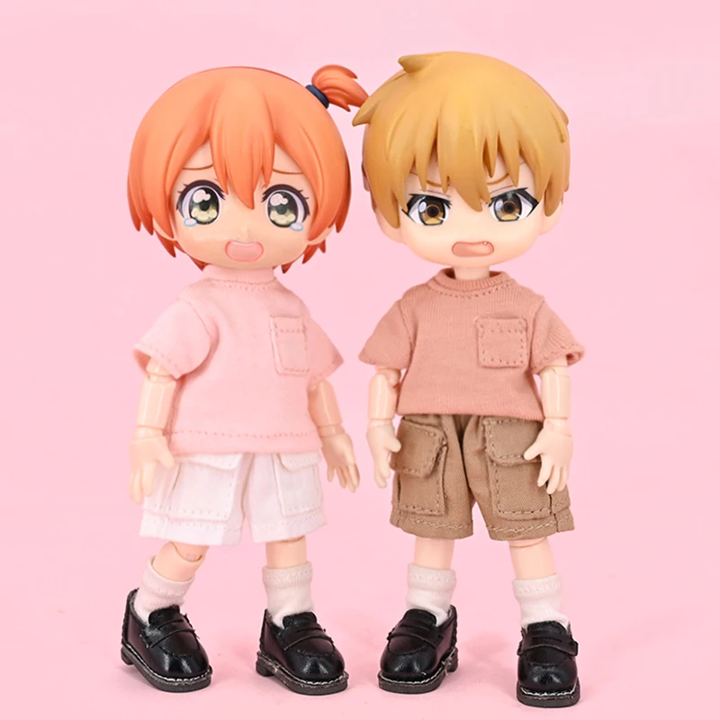 Ob11 Cute Shorts Jeans Overalls Pants T-shirt Clothes With pocket Accessories For Nendoroids, Penny, Ymy, Molly,Gsc,Obitsu 11