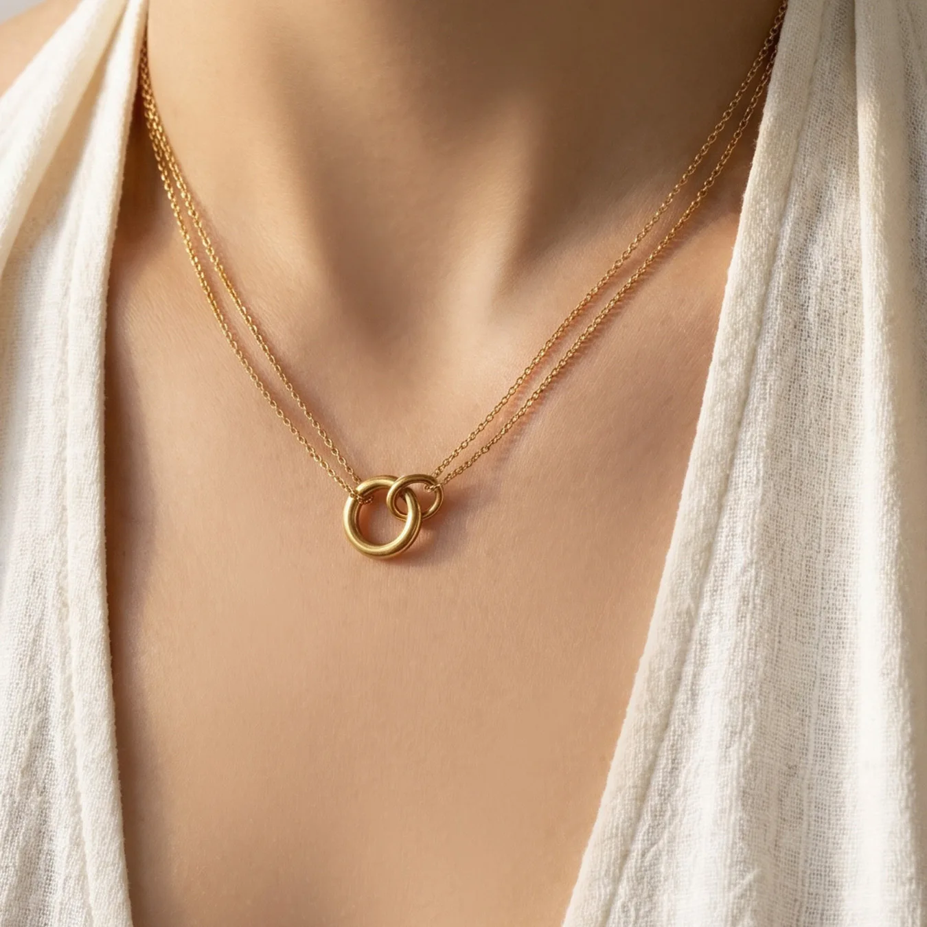 316L Edelstahl 18K Vergoldete Halskette Geometrischer Runder Anhänger Halsketten Mode Minimalistischer Choker Damenschmuck – Detail 2