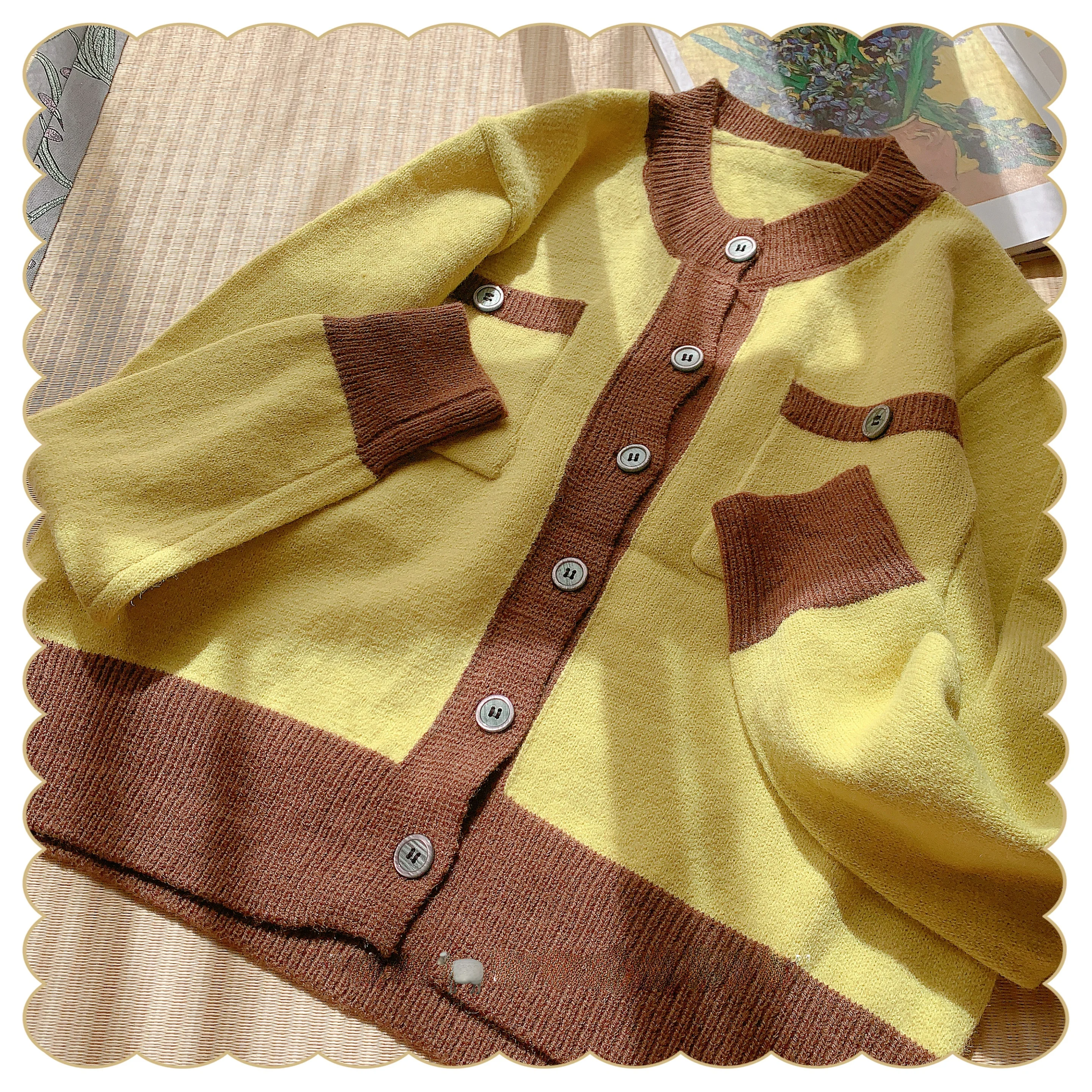 

Ele Long Sve Вязаный свитер Кардиган Гладкая на ощупь текстура Мягкий уютный сладкий свитер на пуговицах Обычный тонкий