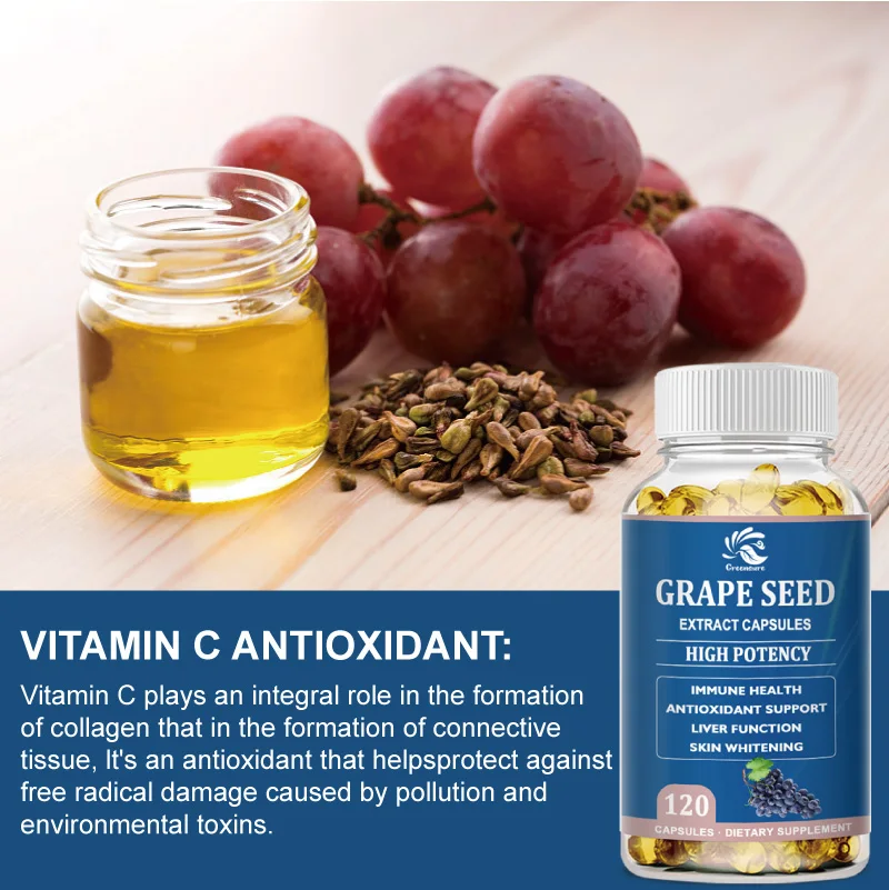 Grape Seed Extract Capsules - Antioxidants Supplement - 1 Grapeseed Capsule (150mg) per Serving, Vegan & Gluten Free