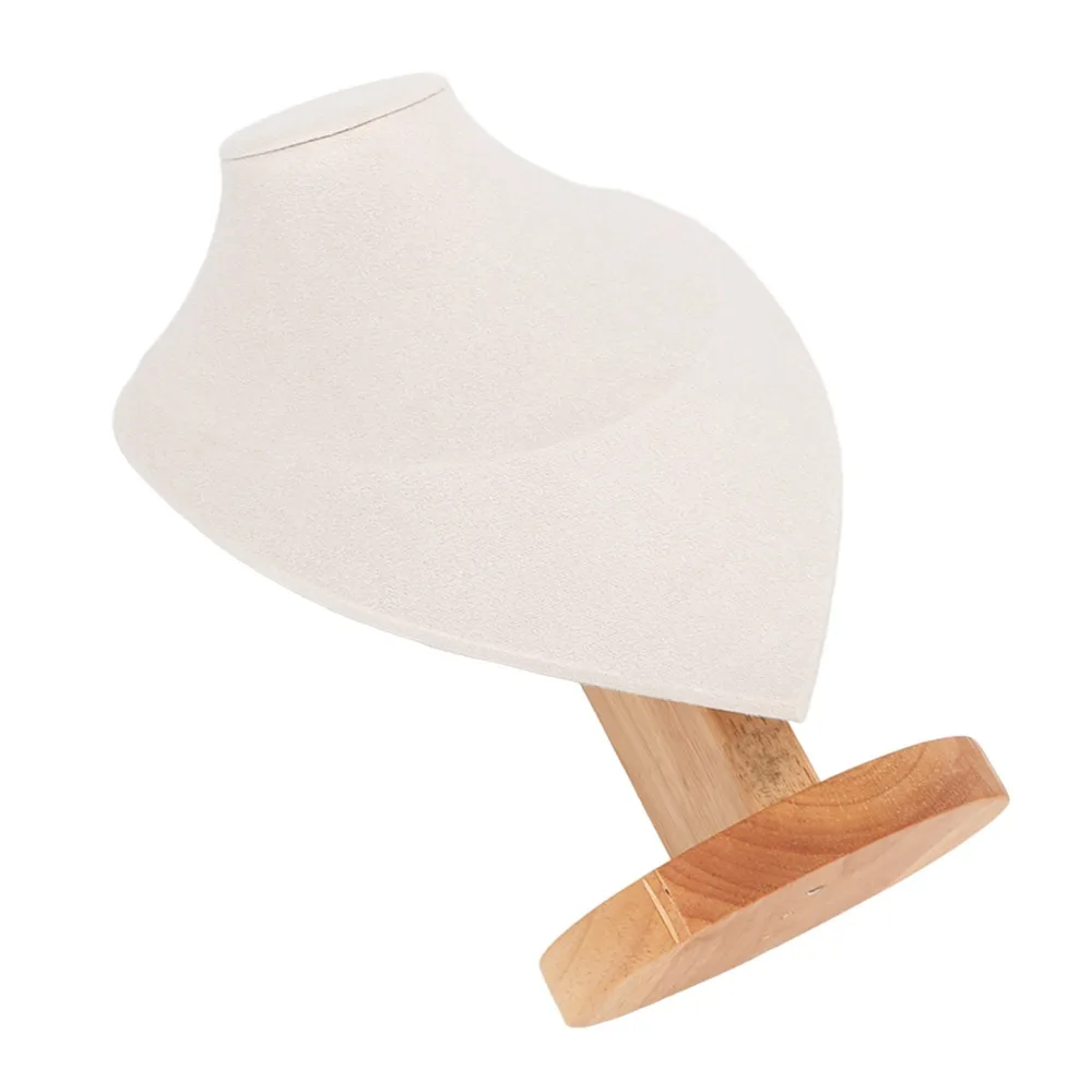 Scratch Proof Leather Bust Holder 19 x 11.5 x 29cm Beige Jewelry Display Stand Jewelry Bust Display Retail Showcase