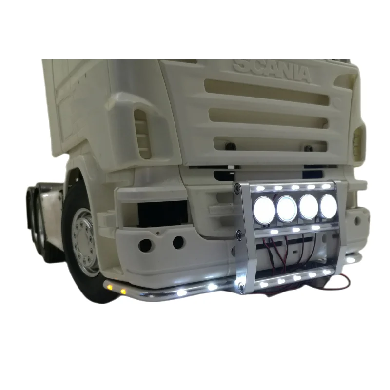 

RC Truck Front Bumper Light with LED Lamp For TAMIYA 1/14 Scania 620 56323 730 Tractor Trailer Tamiya LESU Upgrade Parts