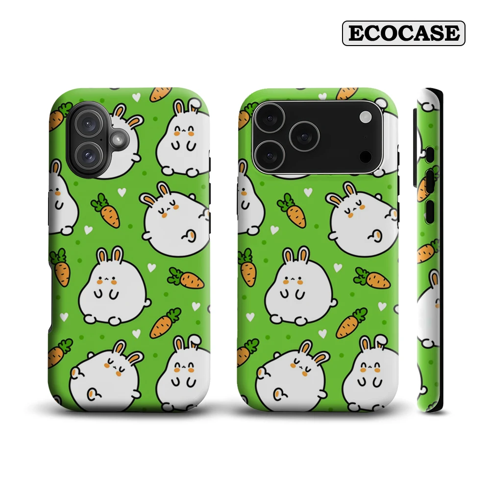 Chubby White Bunny & Carrot IPhone 17 Must-Haves Handyhülle für IPhone 17 16 15 14 13 12 Pro Max Plus Doppelschichtige Rückseite