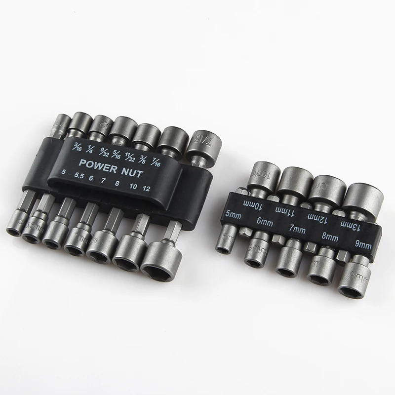 9/14 Buah/Set Set Kunci Pas Lengan Soket Hex Magnetik Mata Bor Driver Mur Segi Enam untuk Alat Pegangan Obeng Listrik
