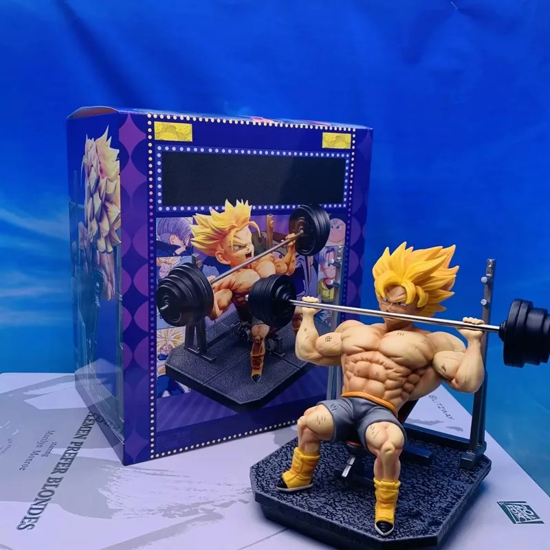 

Anime Dragon Ball Son Goku Kakarotto Super Saiyan CB Build Muscle Trunks Lift Dumbbell Torankusu PVC Action Figure Toy BOX