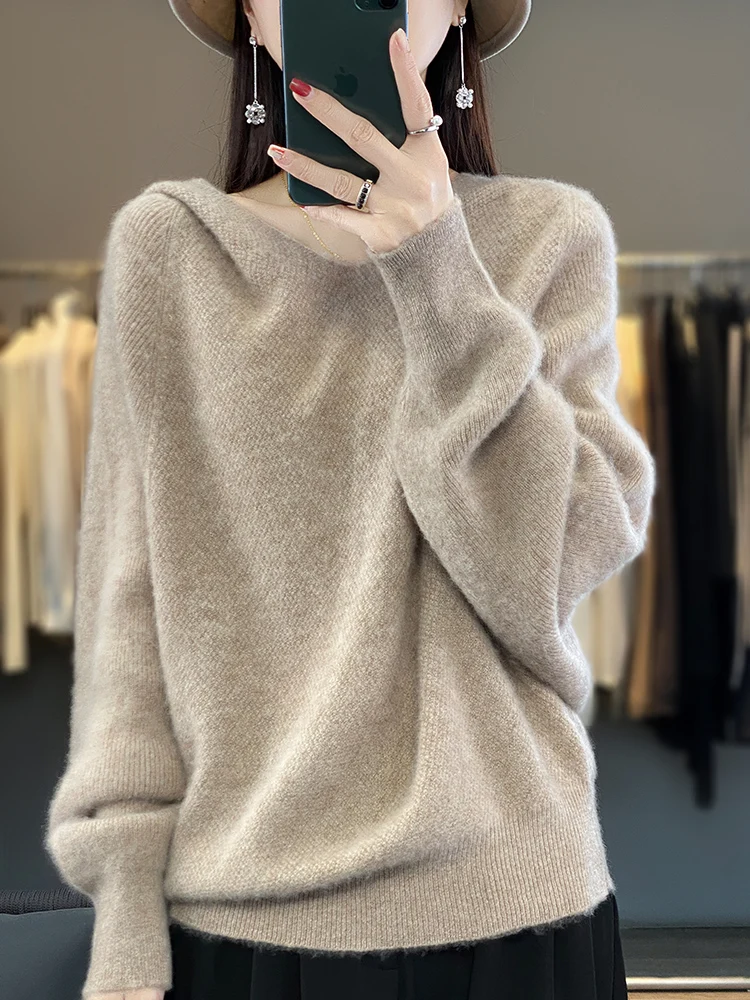 Autumn Winter Fashion Female 100% Merino Wool Sweater Cashmere Pullover Hoodies Sweater Women Soft Warm Clothing Tops