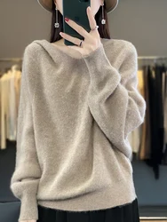 Mode weiblich 100% Merinowolle Schal Schal Pullover Kaschmir Strickjacke Pullover Frauen Herbst Winter weich warm reine Farbe Tops