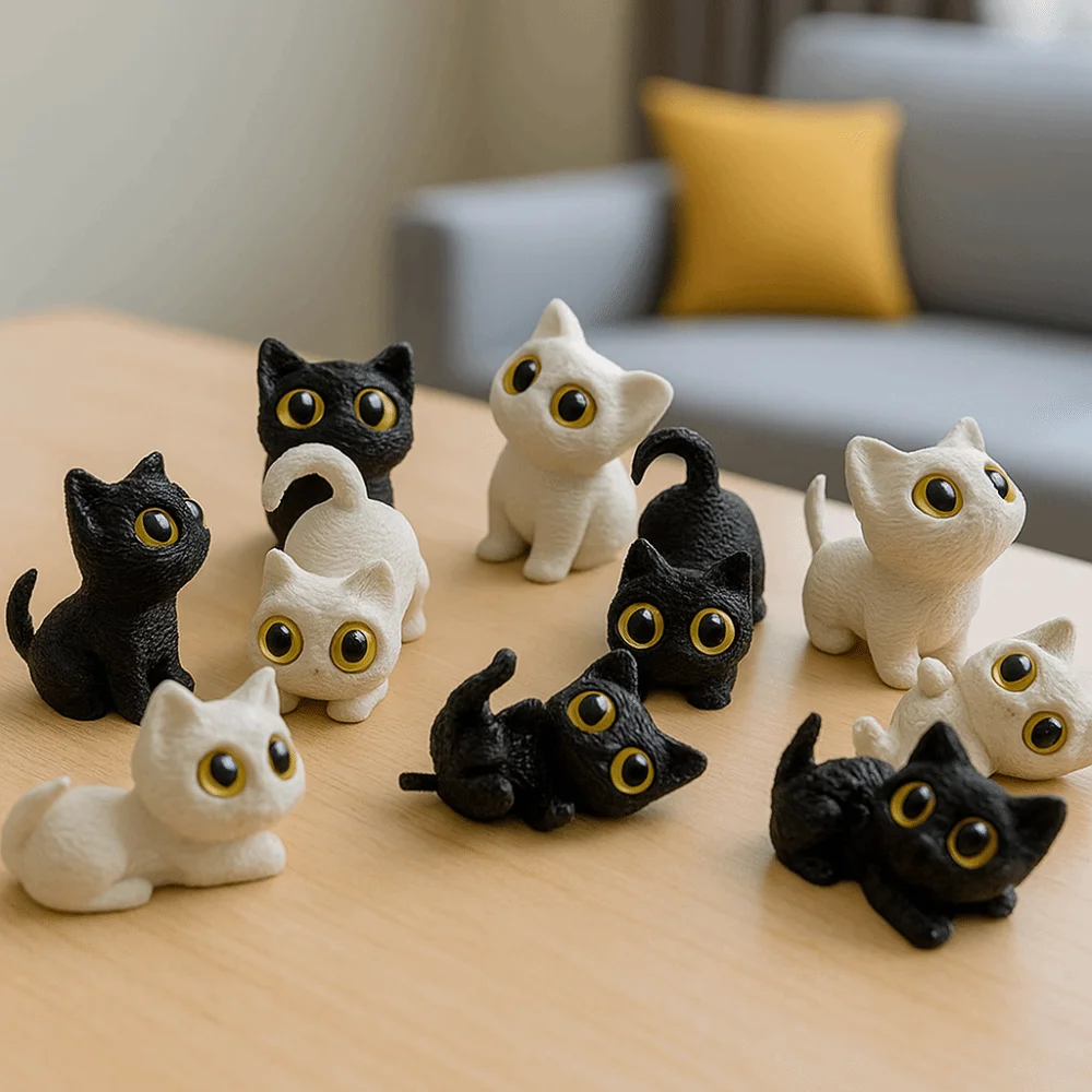 PLA Halloween Cat Anime Figure Handicraft Model 3D Printed Cats Figurines Display Ornament Kitten Micro Landscape Crafts
