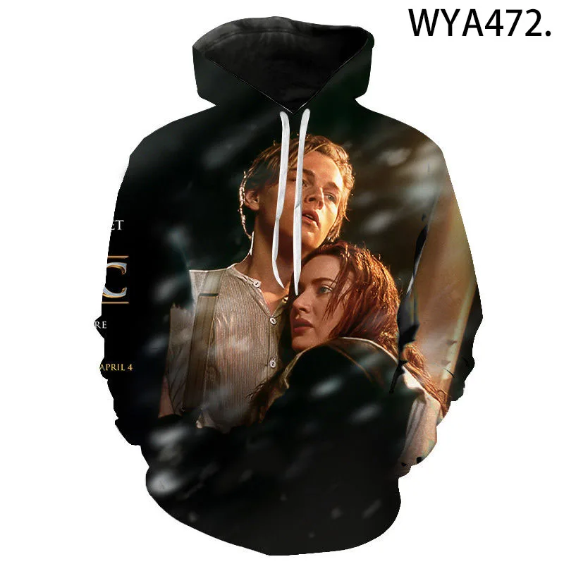 2024 Movie (Titanic) Elements Jack and Rose Spring and Autumn New 3D Printed Hoodie With Rope Ladies Girls Plus Size Top