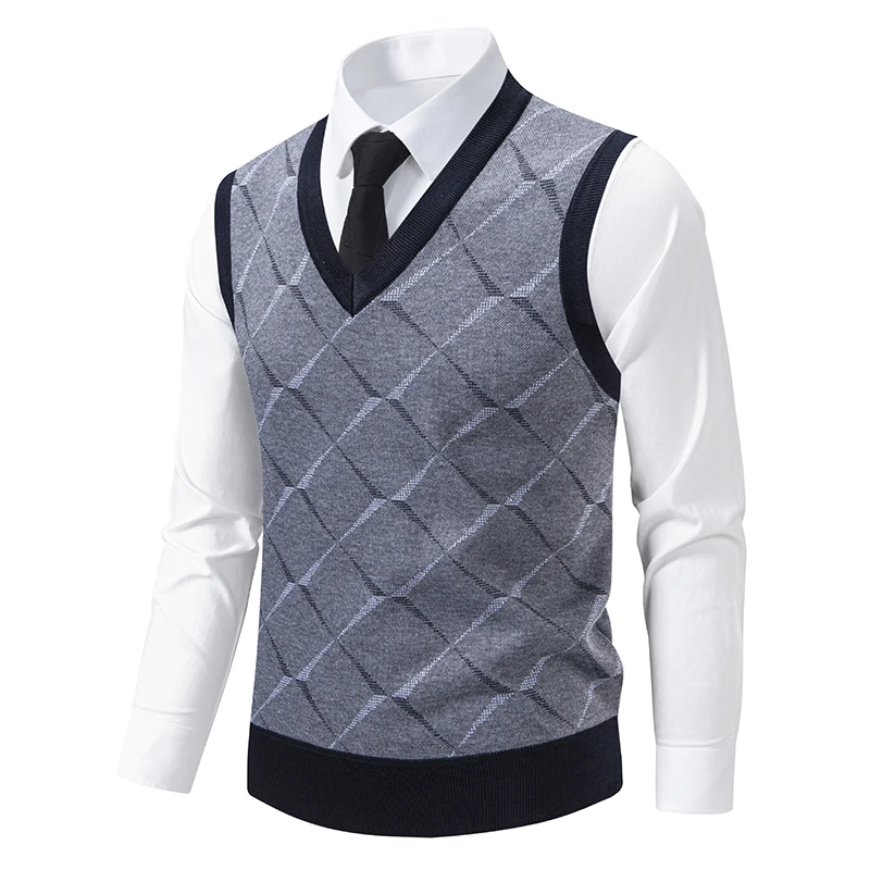 Men's Sleeveless Sweater Vest Lightweight V-Neck Cotton Vest Pullover Spring Autumn Knitted Tank Tops Pullover view 2