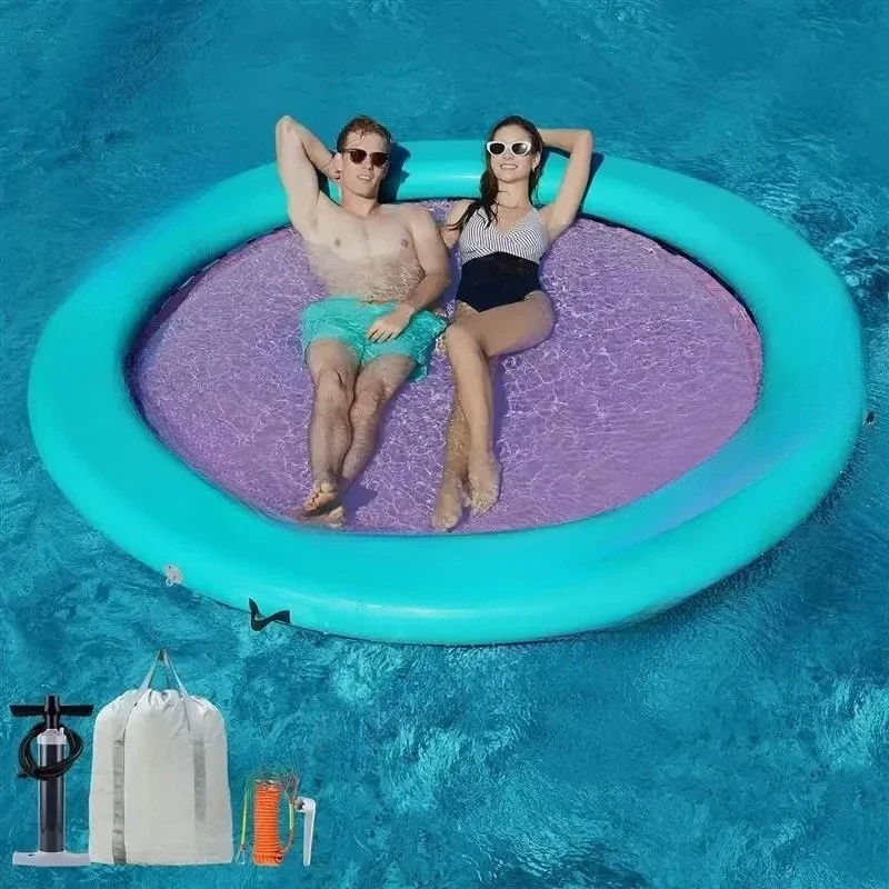 Inflatable floating platform Water round swimming pool Anti-drowning floating mat Sea floating paddling water entertainment