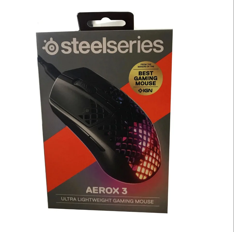 SteelSeries Aerox 3 유선 게이밍 마우스, 8500 CPI TrueMove 코어 광학 센서, 초경량 방수 디자인 게임 마우스