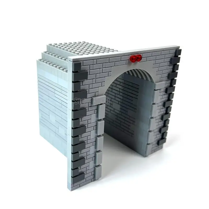 기차 철도 도로 동굴 터널 Diy Moc 아이 교육 벽돌 빌딩 블록 장난감