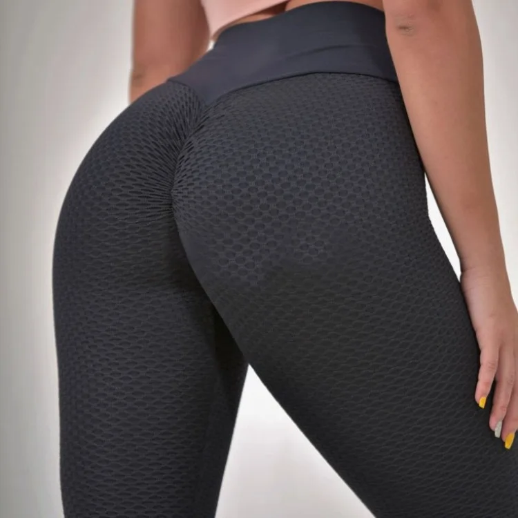 ارتفاع الخصر اليوغا السراويل الملابس النسائية الخوخ بعقب Sle التطريز سليم صالح السراويل الطويلة مريحة للتنفس بسط #4