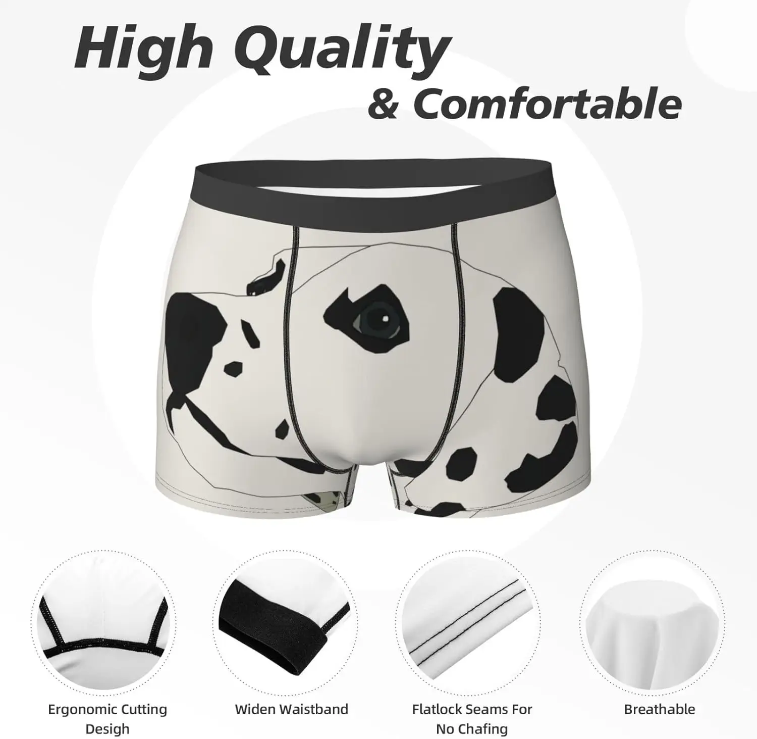 ملابس داخلية رجالية قابلة للتنفس وخفيفة الوزن، بوكسر رجالي على شكل كلب كرتوني مرقط، مع حزام خصر مطاطي | شورت ناعم #3