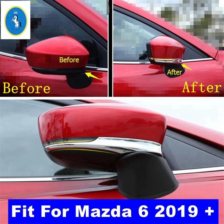 ABS Side Door Rearview Mirror Streamer Rubbing Overlay Strip Cover Trim For Mazda 6 2019 - 2024 Car Chrome Exterior Accessories