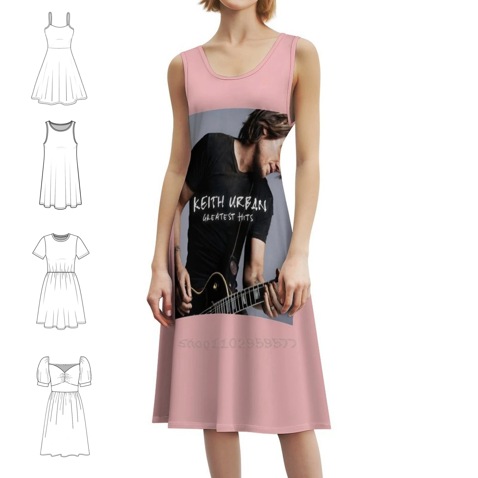 ألبوم 2017 كيث أوربان كاليستا 1 فستان قصير على طراز بريبي للنساء على شكل حرف a فضفاض مناسب فستان يوم غير رسمي كيث الحضرية الحضرية كيث