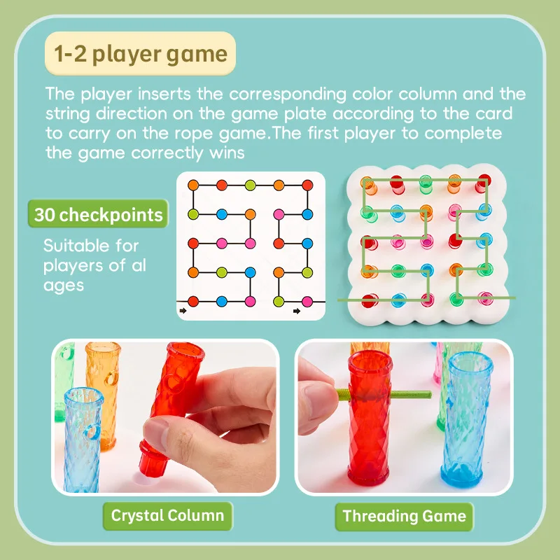 로프 착용 크리스탈 퍼즐 실내 퍼즐 교육용 장난감, 레이어드 음악 장난감 두뇌 발달 논리적 사고 능력