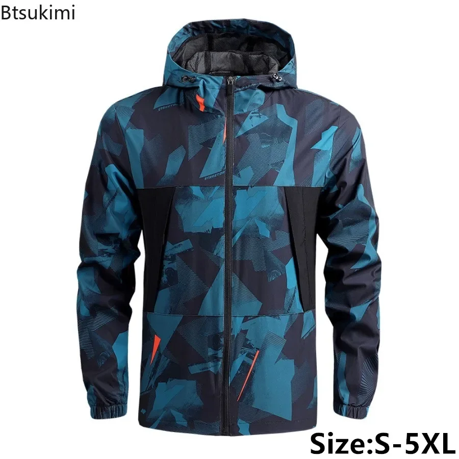 2026 Men's Windbreaker Hooded Jackets Man Hiking Outdoor Rain Coat Fashion Breathable Waterproof Camping Military Jacket for Men