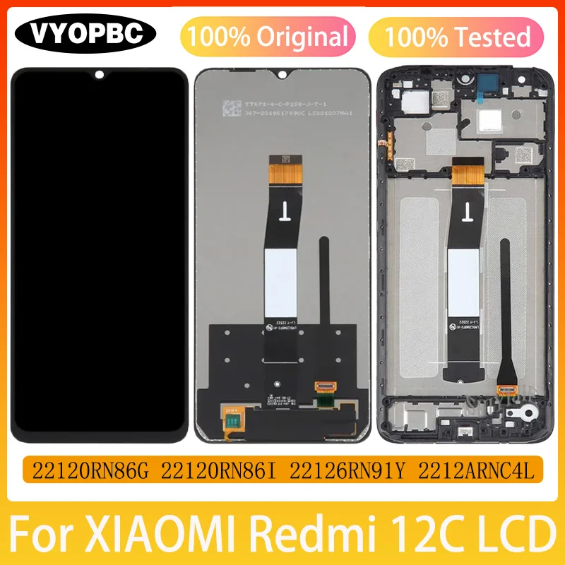 Original LCD Display For XIAOMI Redmi 12C Touch Screen With Frame Panel Digitizer 22120RN86G 22120RN86I 22126RN91Y 2212ARNC4L