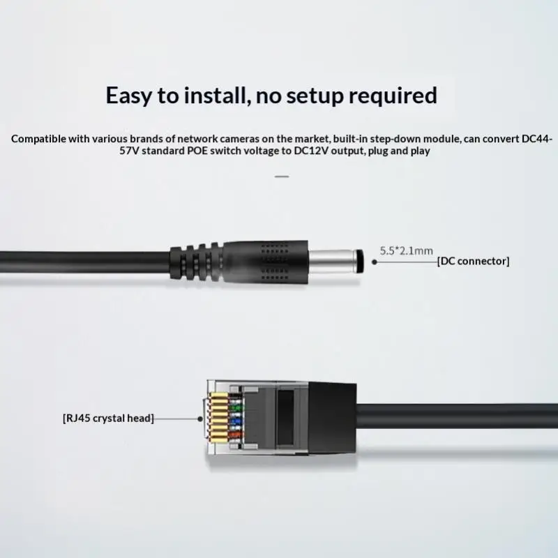 48V to 12V POE Splitter IEEE 802.3af Standard Power Divisor Adapter for Commercial CCTV Security System