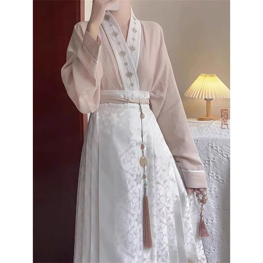 Original Hanfu Skirt Chinese Style Costume Mamianqun Ming Dynasty Weaving Gold Horse Face Skirt Chinese Dress Vest Skirt