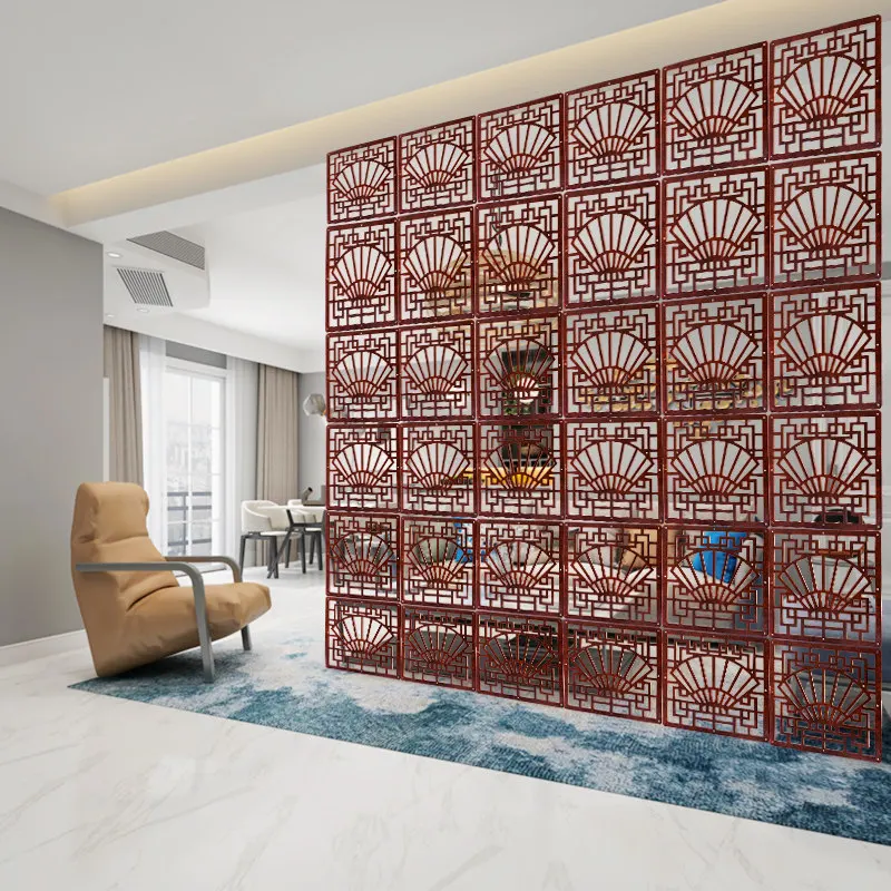 5Pcs Hollow‑Carved Hanging Room Divider Screen 29x29cm Vintage Modern Folding Curtain for Entryway Living Room Home Decor