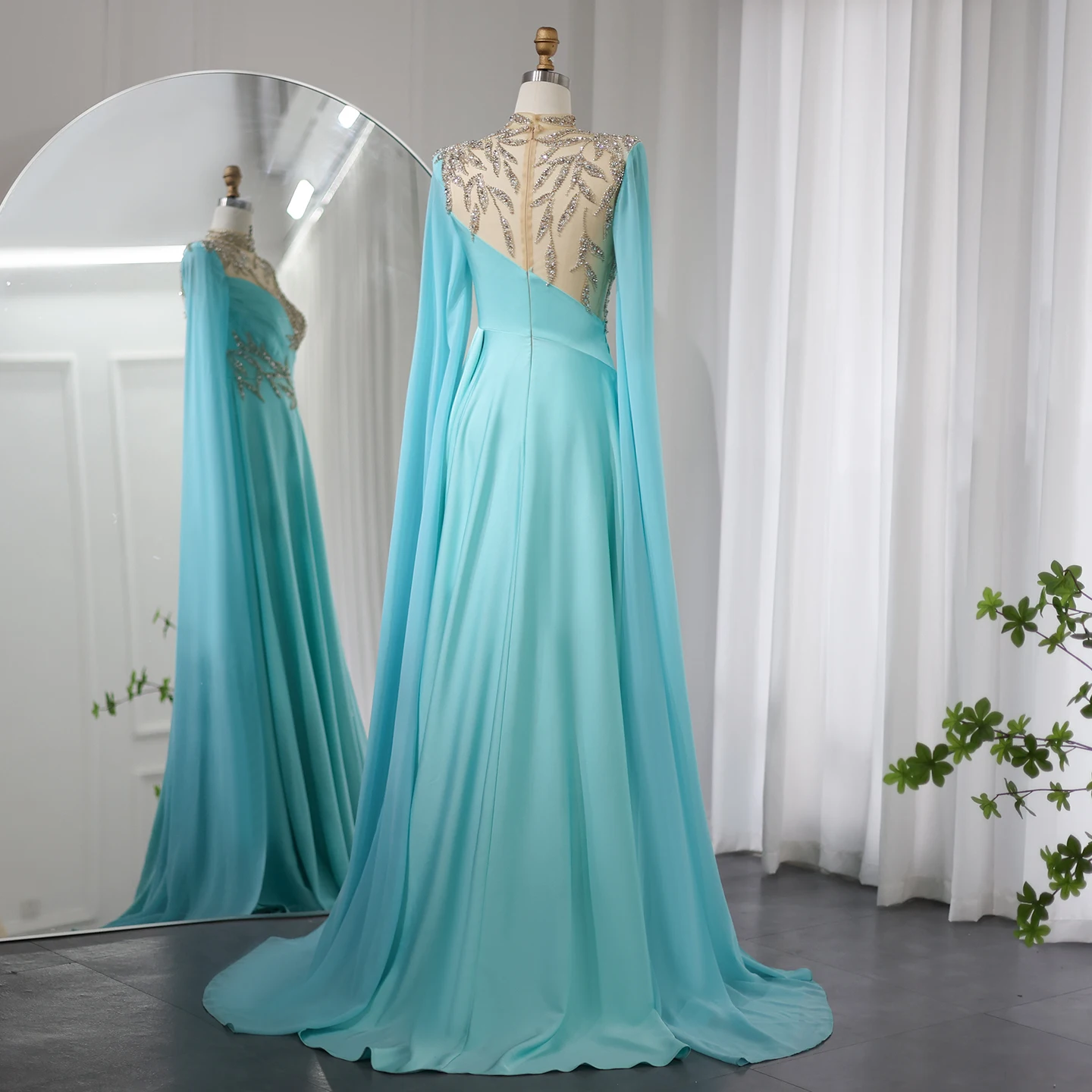 turquoise blue cocktail dress Turquoise Beaded Silk Dress S/M – OMNIA main image 0