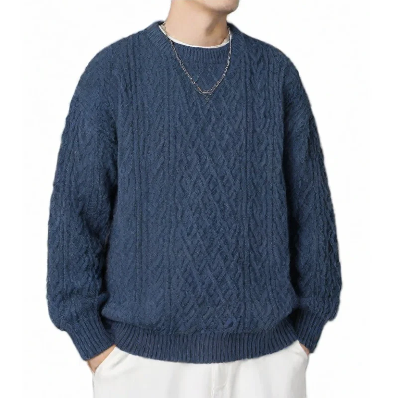 

2025 мужской осенний повседневный свитер, мужские полосатые вязаные свитера с круглым вырезом, мужские пуловеры в стиле Харадзюку, мужские уличные свитера в стиле ретро