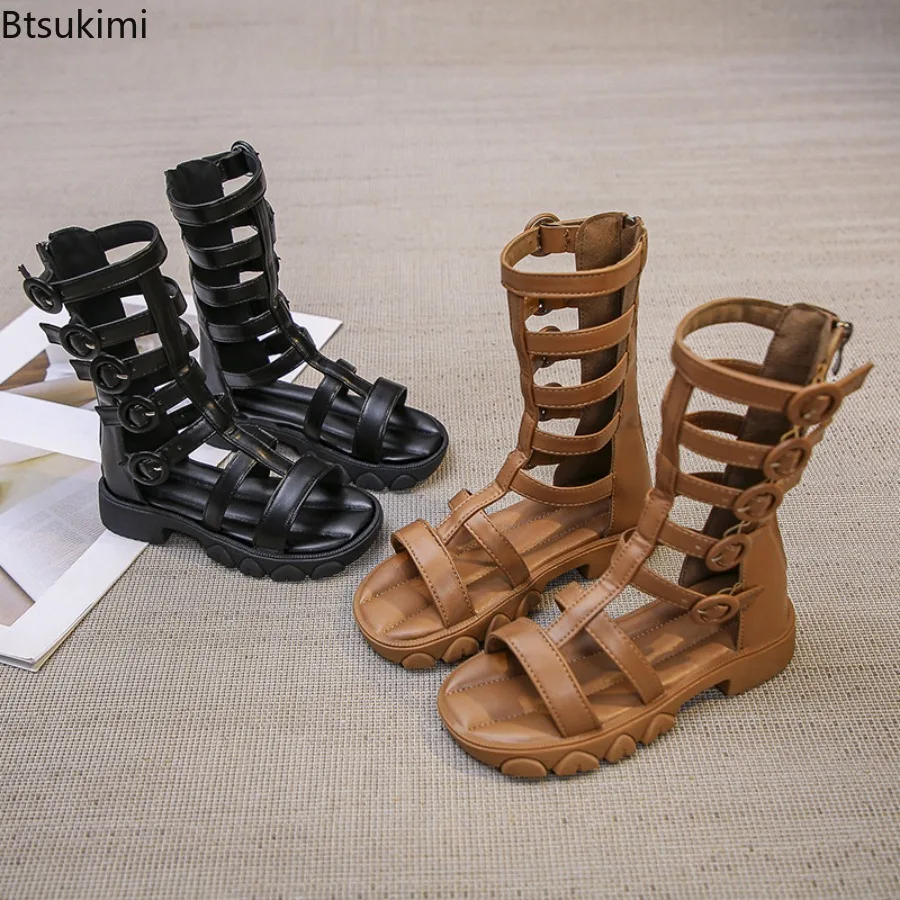 Children's High Top Sandals 2026 Summer New Roman Shoes Girl's Soft Soled Student Performance Single Shoes Versatile Sandals