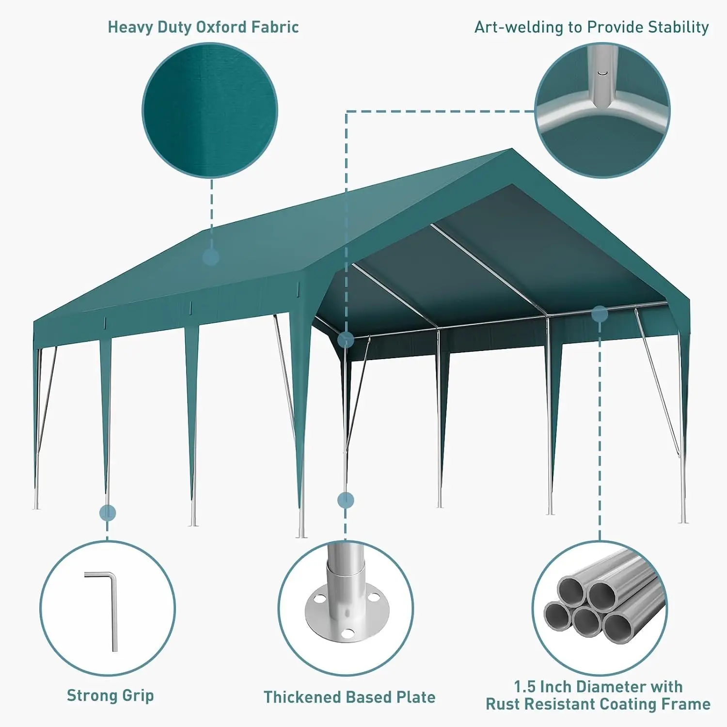 10'x20' Heavy Duty Carport Canopy UV Resistant & Waterproof Portable Garage for Cars Boats Storage Outdoor Events, Customized