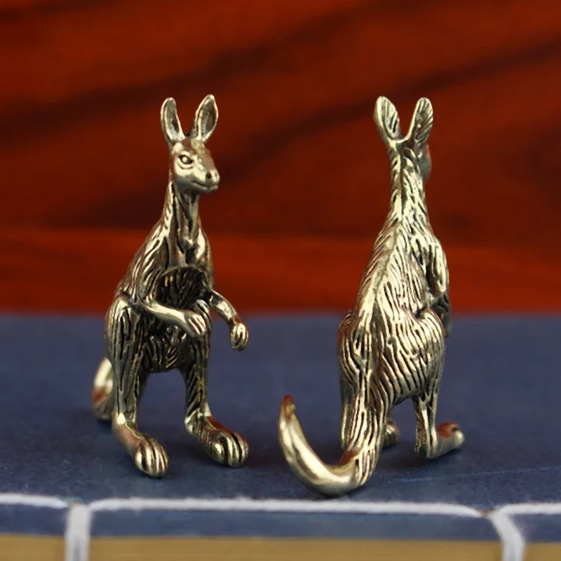Brass Kangaroo Sculpture Vintage Animal Figurine Gold Plating For Desk Decoration