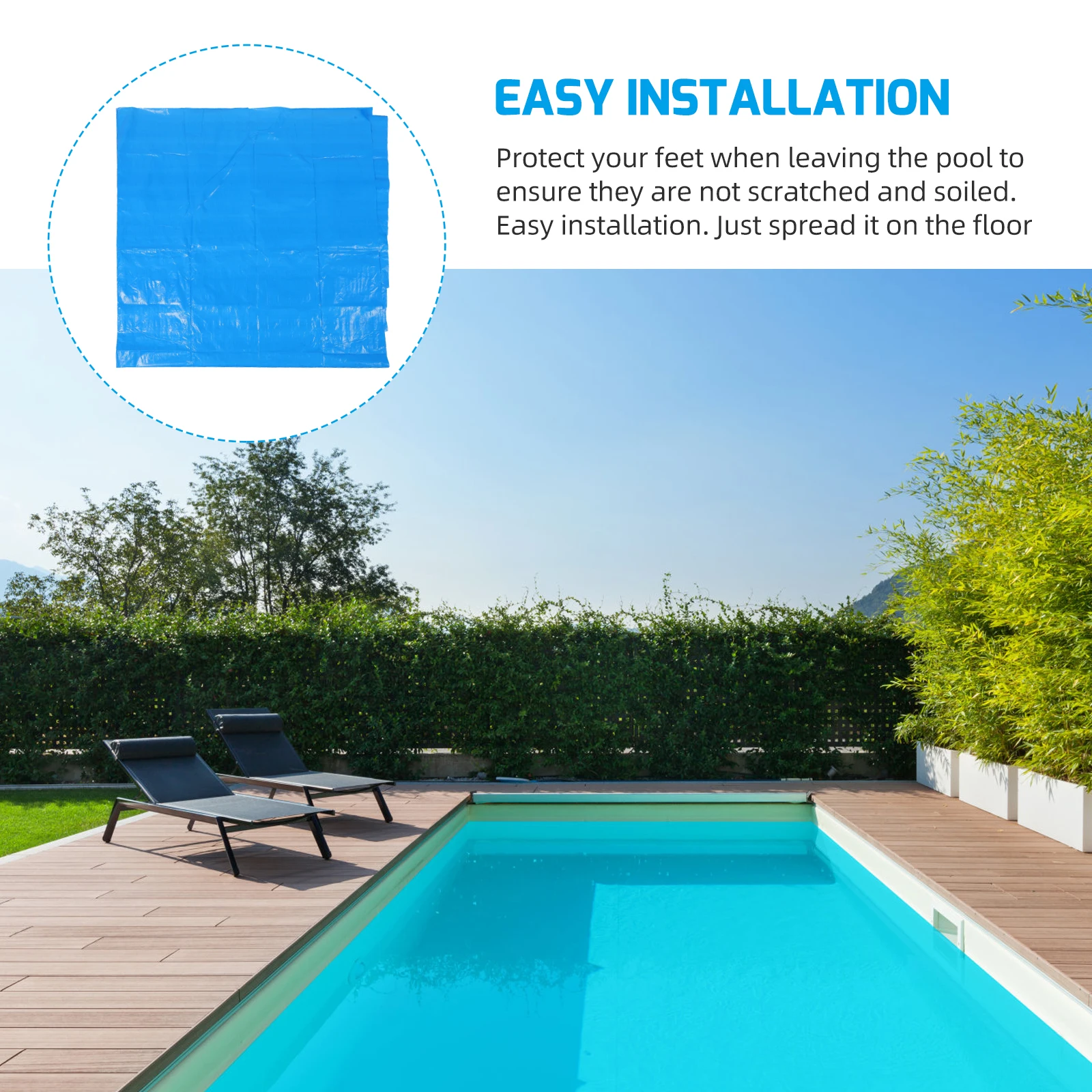 

Swimming Pool Cloth Waterproof Dustproof PE Material Foldable Pool Mat Floor Protection Paint Drop Cloth Easy Storage Summer