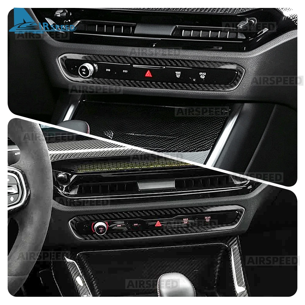 Real Hard Carbon Fiber for BMW M4 G82 M2 G87 M3 G80 2025 2026 Interior Sticker Car Decoration Multimedia Warning Light Frame