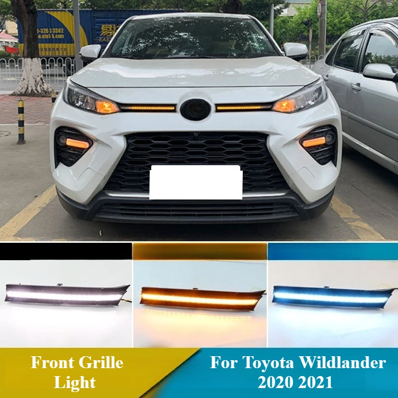 

For Toyota Wildlander 2020 2021 2Pcs Car Front Grille Light Front Fog Lamp Special Daytime Running Light Dynamic Turn Signal