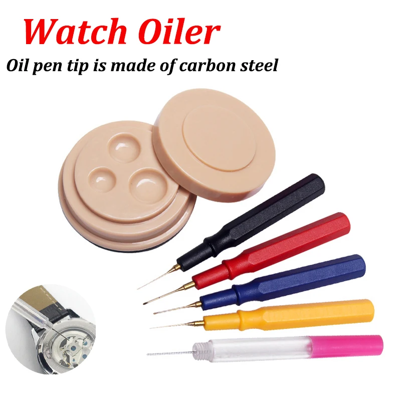 1set Watch Lubricant Oiler Oil Pin Pen Watch Part Lubricating Applying Repair Tools Watchmakers Tool Applicator Watch Oiling