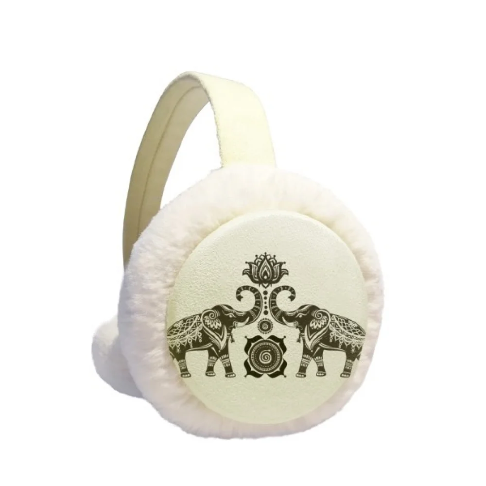 

Paint Elephant Friend Two Happy Winter Ear Warmer Cable Knit Furry Fleece Earmuff Outdoor