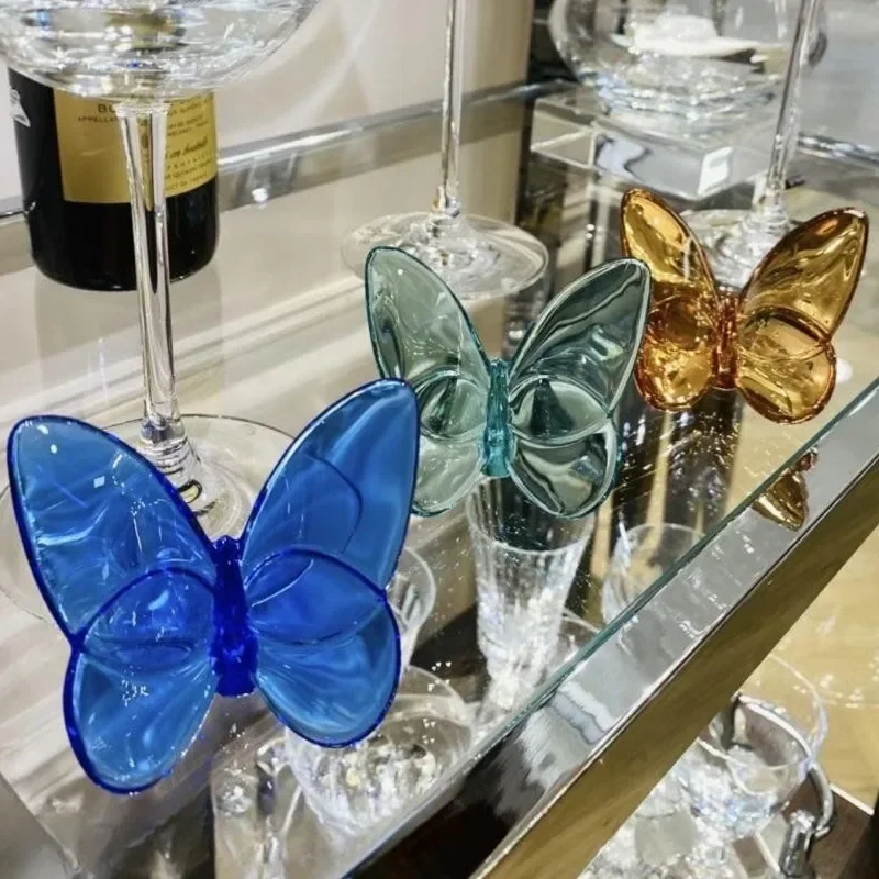 Colored Glaze Crystal Butterfly Ornaments Home Decoration Crafts Holiday Party Gifts