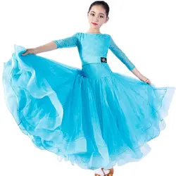 Lace Stitching Kids Ballroom Dress Waltz Dresses Standard Dance Dress For Girls Dance Wear Lyrical Dance Dress Princess Dress