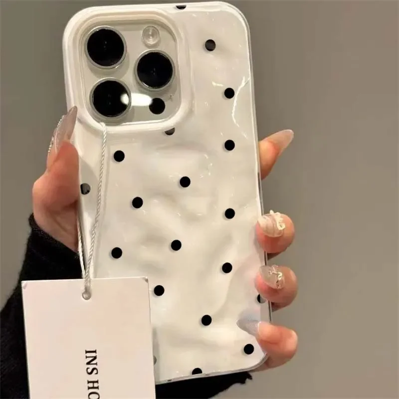Simple Solid Color Polka Dot Phone Case for iPhone 17Air 16 15 14 13 12 11 17 Pro Max Plus Shockproof Anti-fall Protective Cover - náhled 5