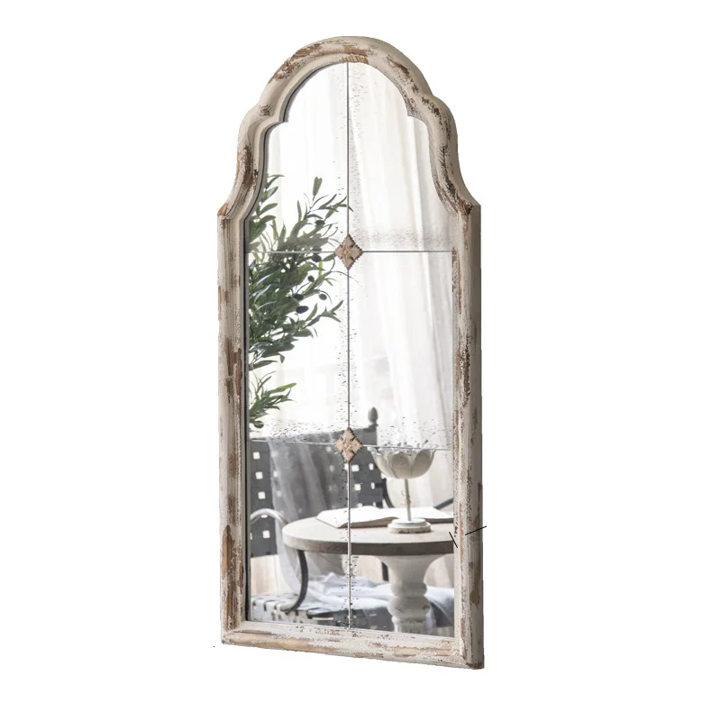 

Retro old floor mirror loft bedroom fitting solid wood full body homestay furniture decorative mirror